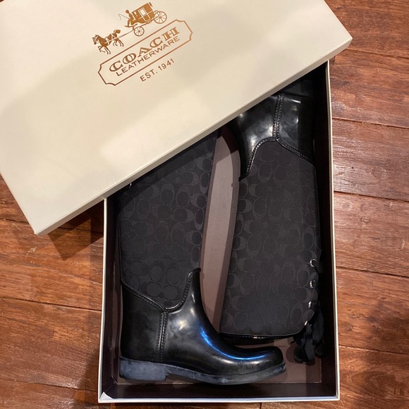 Coach Tristee Black Rain Boots Size 7M - Picture 9 of 15